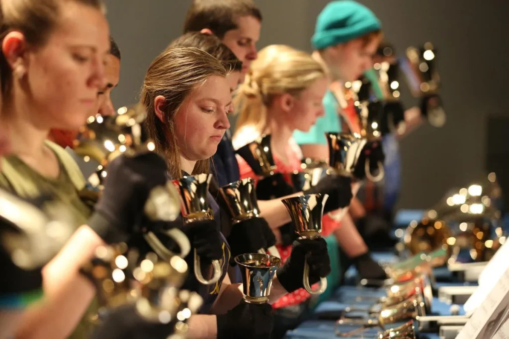side view of ringers in action